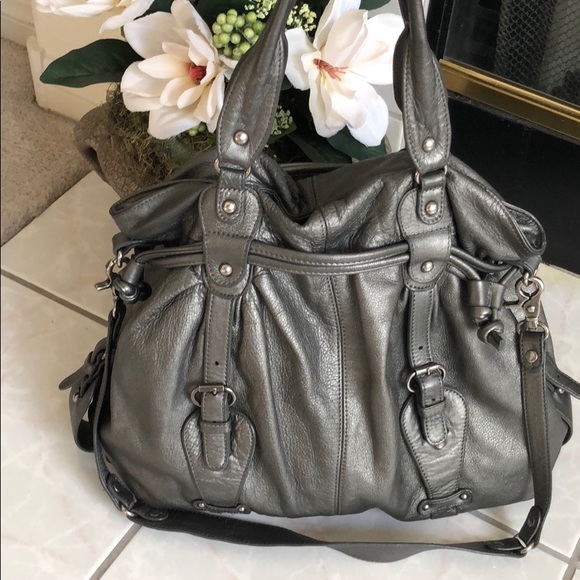 Sabina Handbags - Sabina Pewter Large Hobo Bag EUC